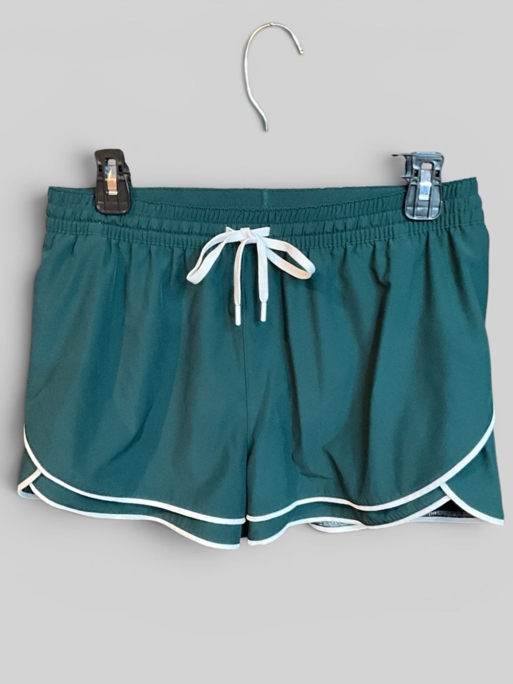 CALIA by Carrie Underwood Teal Athletic Shorts with White Piping, Small